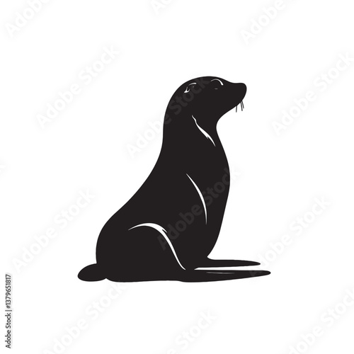 black silhouette of a seal simple illustration