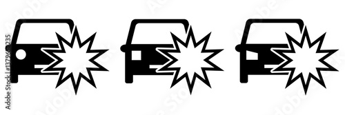 Car Crash Icon Set. Car Accident Vector Icon in line style design. Car Crash Symbol. Vector illustration.