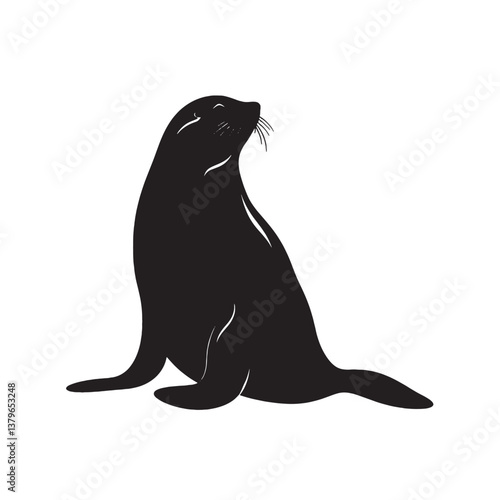 black silhouette of a seal simple illustration
