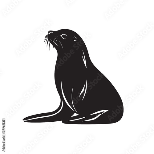 black silhouette of a seal simple illustration