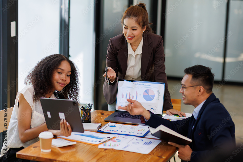 Financial Business analyze the graph of the company's performance to create profits and growth, Market research reports and income statistics, Financial and Accounting meeting concept.
Financial Business analyze the graph of the company's performance to create profits and growth, Market research reports and income statistics, Financial and Accounting meeting concept.