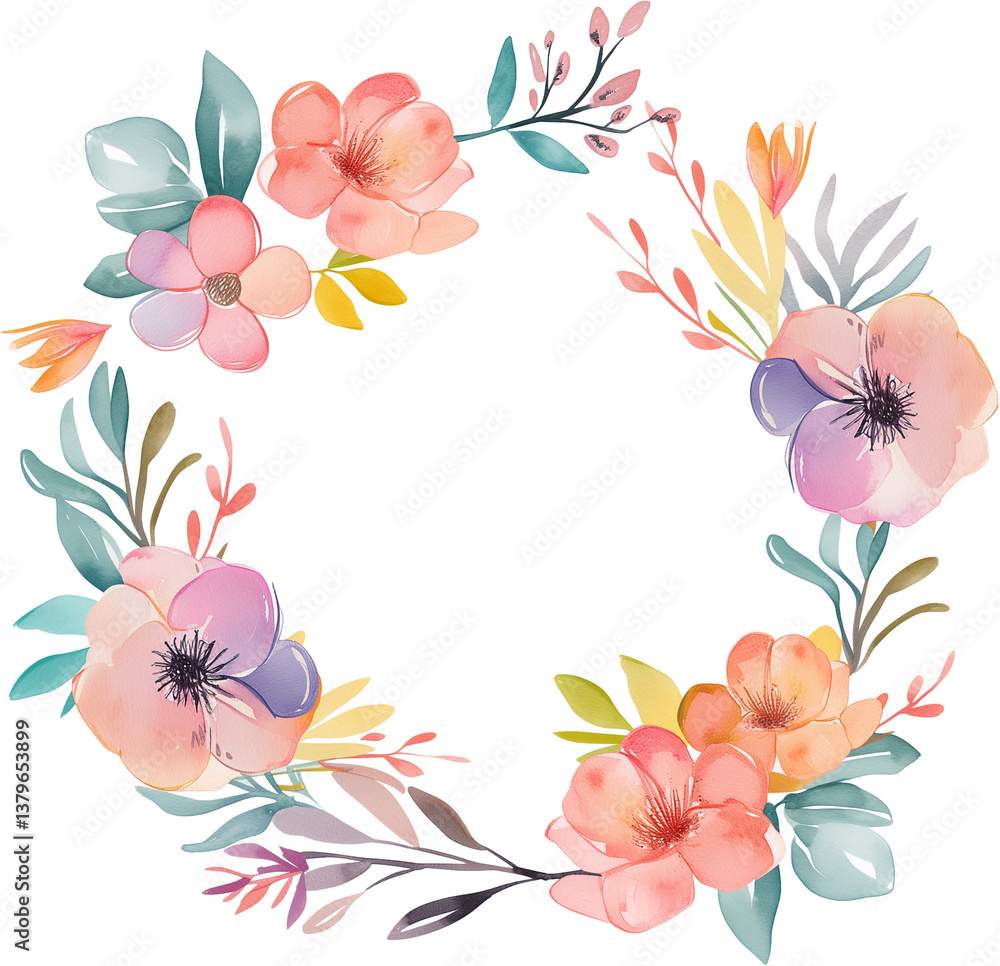 Obraz premium Floral watercolor painting isolated on transparent background.