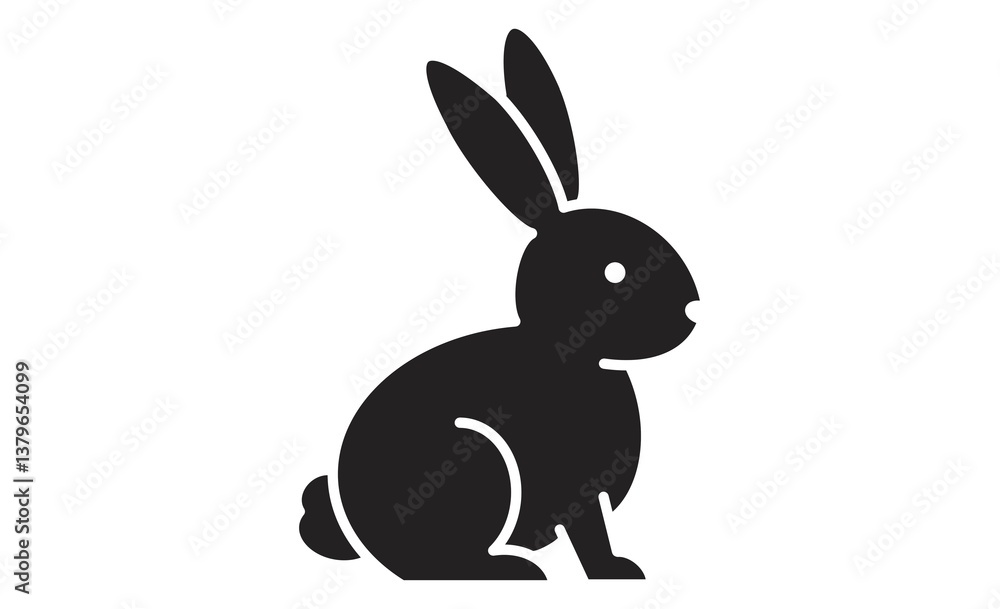 Obraz premium かわいいウサギのシルエット風線画イラスト