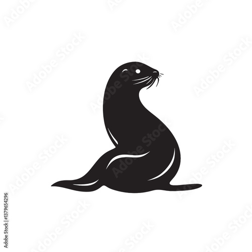 Black vector silhouette of a cute wild bird animal