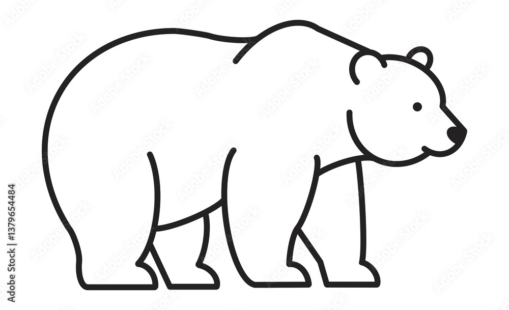 かわいいクマのシンプルな線画イラスト素材 かわいいクマのシンプルな線画イラスト素材