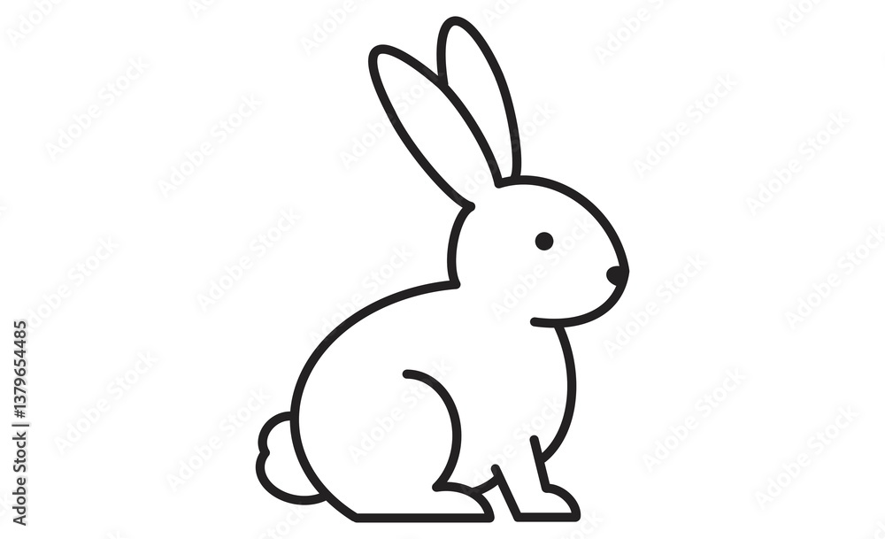 かわいいウサギのシルエット風線画イラスト かわいいウサギのシルエット風線画イラスト