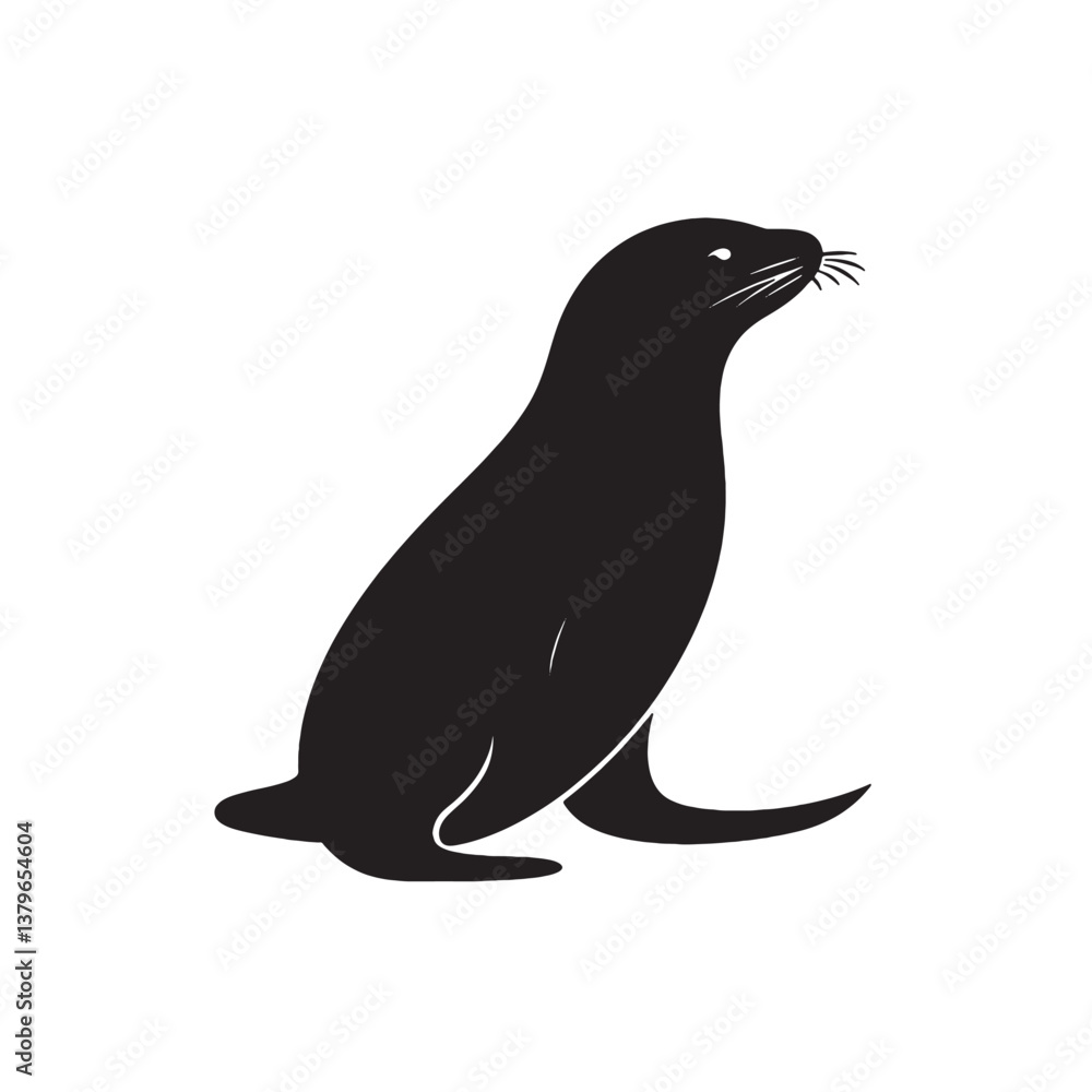 Fototapeta premium Black silhouette of a penguin and bird, vector wildlife illustrations