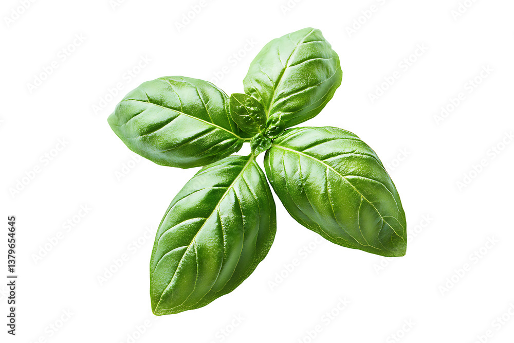 Fototapeta premium Basil leaf herb isolated on transparent background 