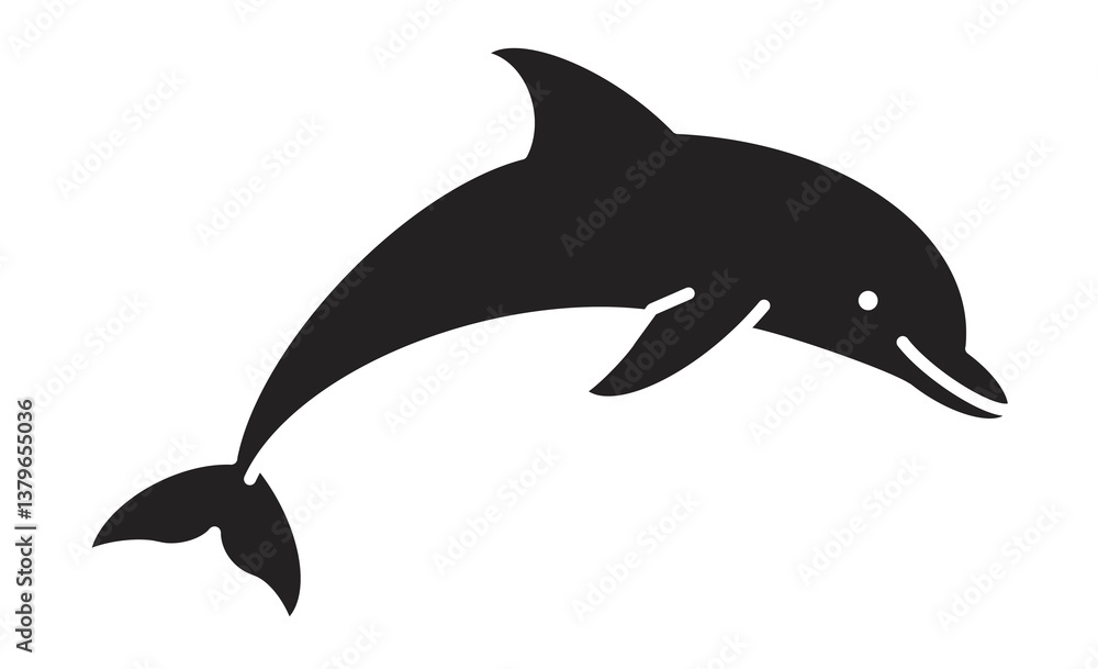 Fototapeta premium シンプルでかわいいイルカの線画イラスト 