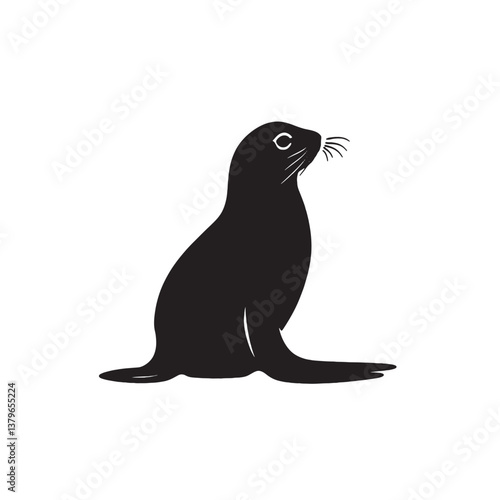 A simple and clear name for the image could be: Black and White Penguin Silhouette Vector Illustration