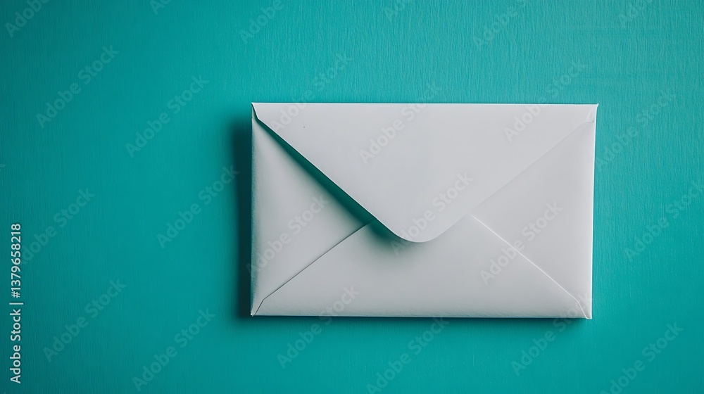 White Envelope with Teal Background. White Envelope with Teal Background.