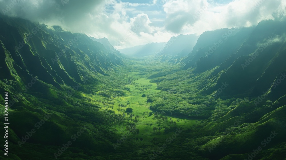 Fototapeta premium A breathtaking view of an evergreen valley