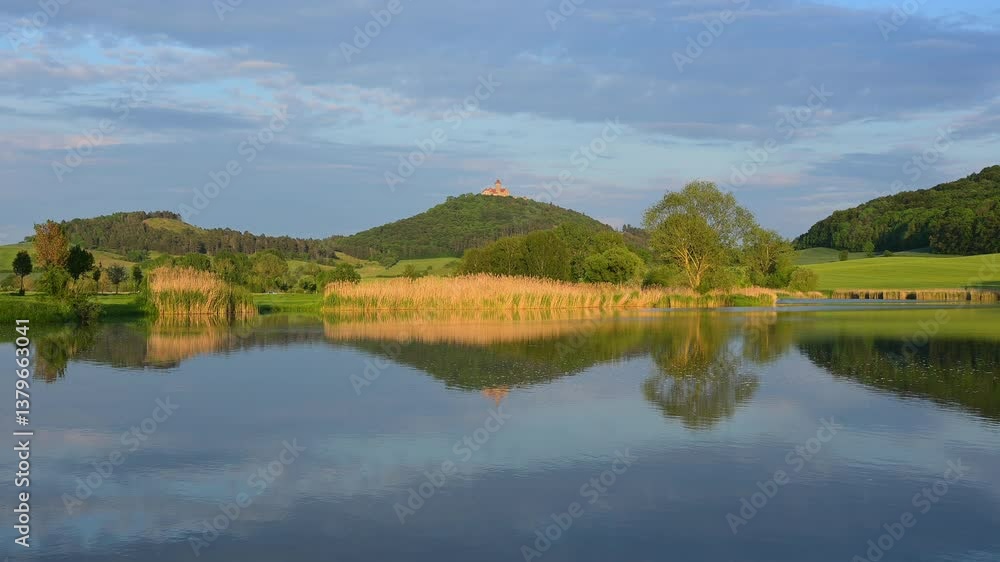 Wasser, Berg, Burg, Frühling, Veste Wachsenburg, Amt Wachsenburg, Drei Gleichen, Ilm-Kreis, Thüringen, Deutschland, Europa Wasser, Berg, Burg, Frühling, Veste Wachsenburg, Amt Wachsenburg, Drei Gleichen, Ilm-Kreis, Thüringen, Deutschland, Europa