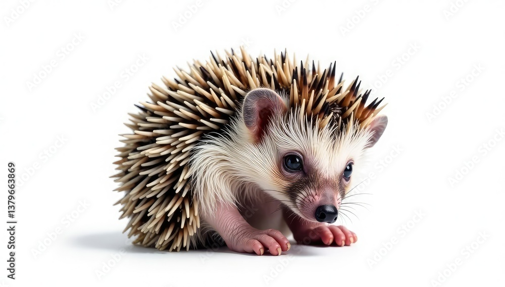 Tiny hedgehog, curled in a ball, isolated on pure white background , fauna, wildlife, isolated Tiny hedgehog, curled in a ball, isolated on pure white background , fauna, wildlife, isolated