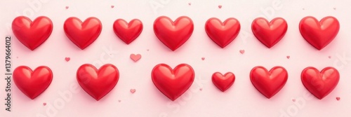 Set of red heart icons in vector format for Valentine's Day decorations, gifts, and love-themed designs, heart icons, symbol illustrations, valentines day