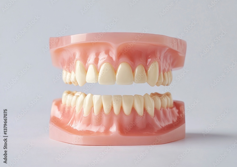 Fototapeta premium Examining Dental Model with Upper and Lower Dentures for Educational Purposes