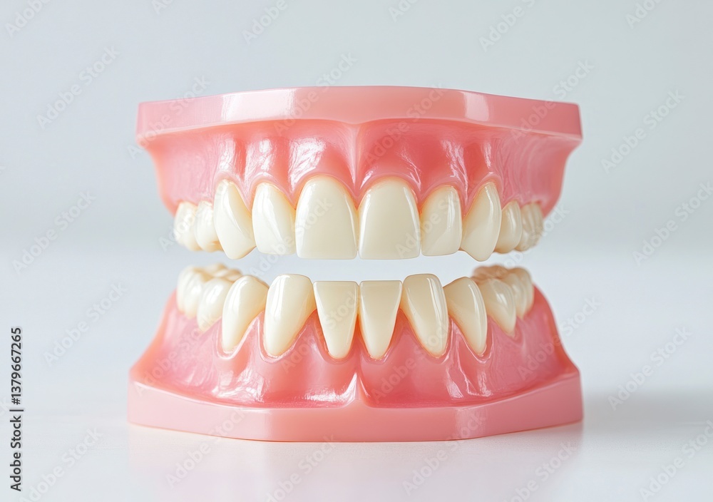 Obraz premium False Teeth Model with Gums for Dental Education and Healthcare