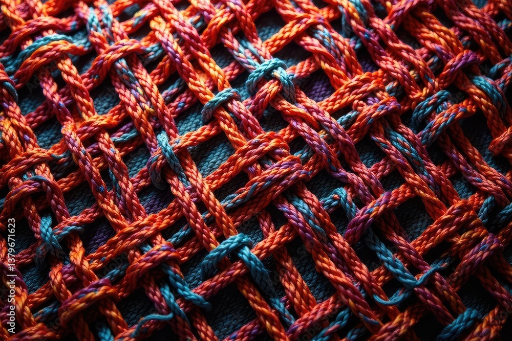 Fototapeta premium Intricate woven textile, repeating geometric design, digital, design element