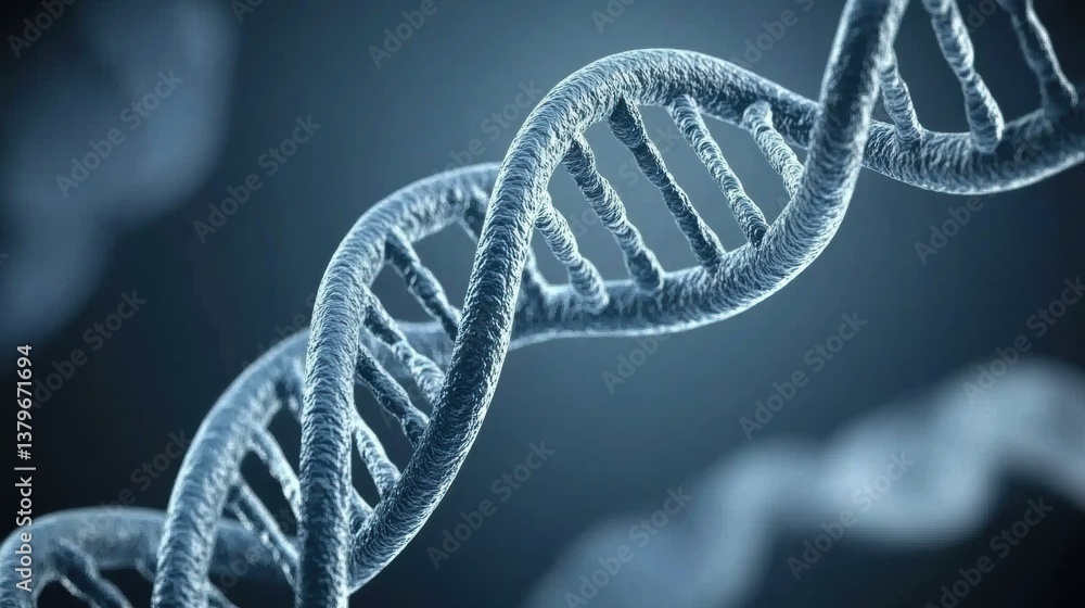 Detailed 3D Render of a DNA Double Helix in Dark Blue Hues Detailed 3D Render of a DNA Double Helix in Dark Blue Hues