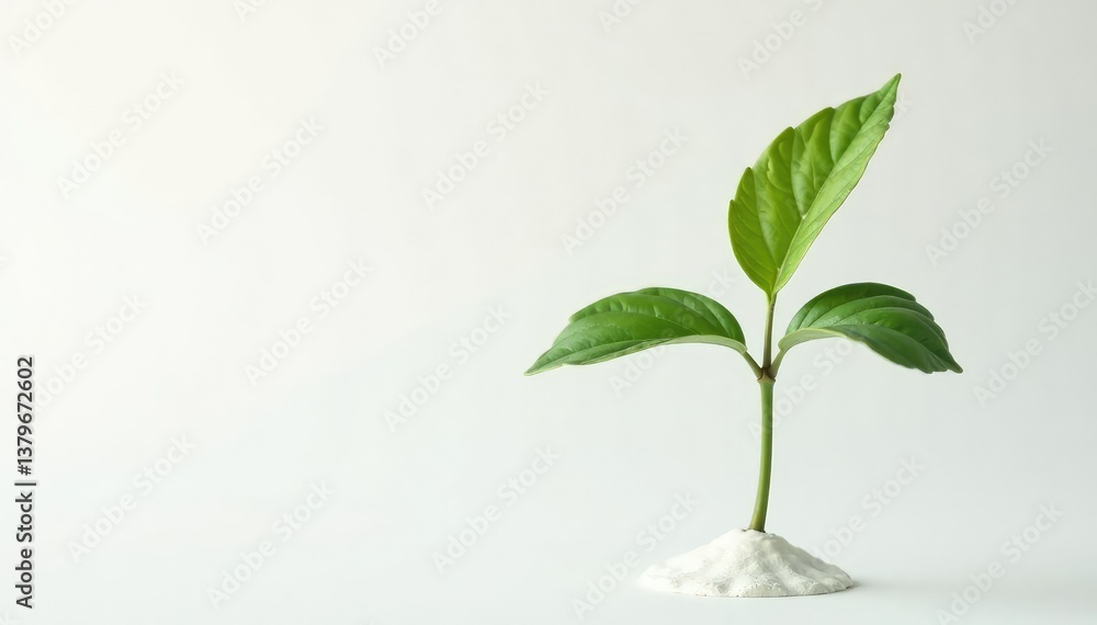 Obraz premium Single, delicate sapling against pure white backdrop, background, leaf