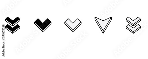 Down arrow vector icon set