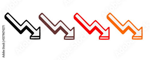 Down arrow vector icon set