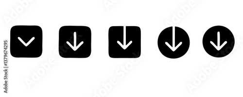 Down arrow vector icon set