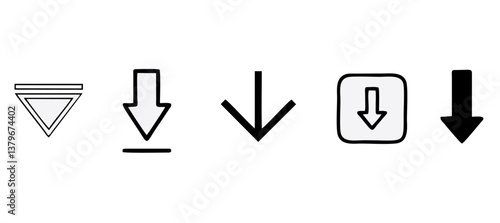 Down arrow vector icon set