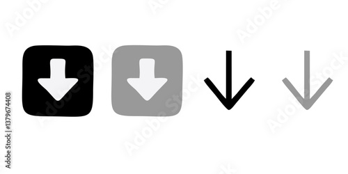 Down arrow vector icon set