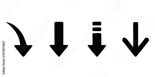 Down arrow vector icon set