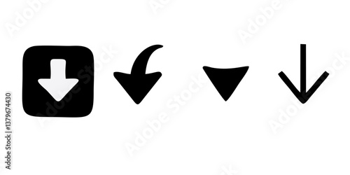 Down arrow vector icon set