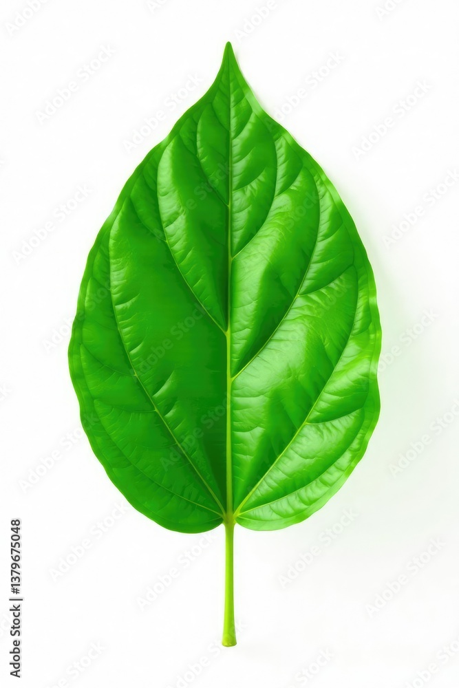 Obraz premium A single leaf with veins isolated on white background, plant, solitair
