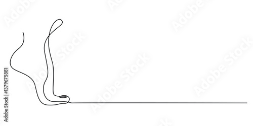 One Line Drawing of Foot, Vector Illustration Isolated on White