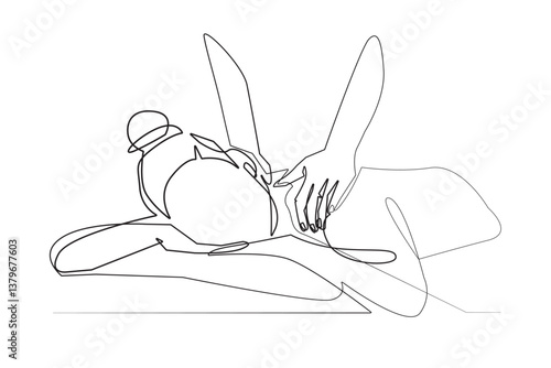 Woman Massage One Line Art, Isolated on White Background