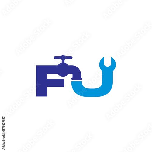 Letter F and J Plumber Logo Vector 001
