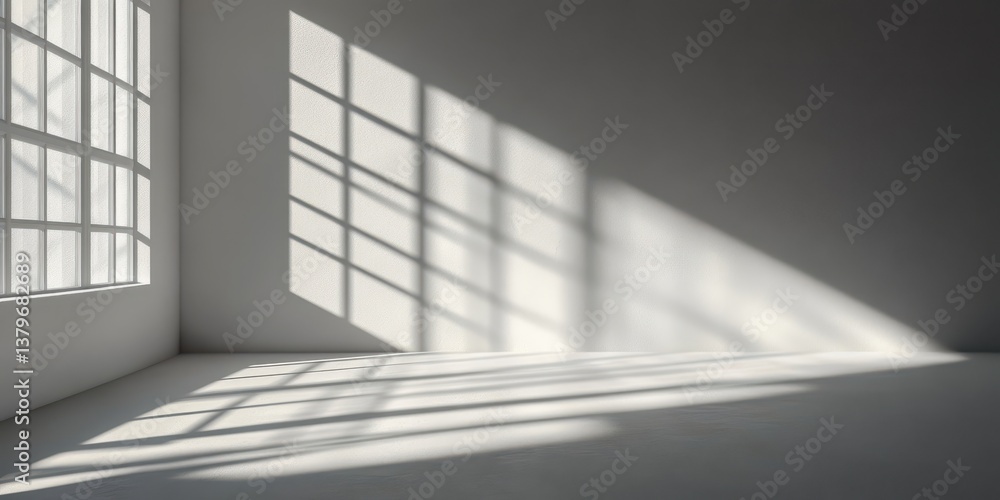 Obraz premium Bright room with a window, featuring white walls and a clean floor.