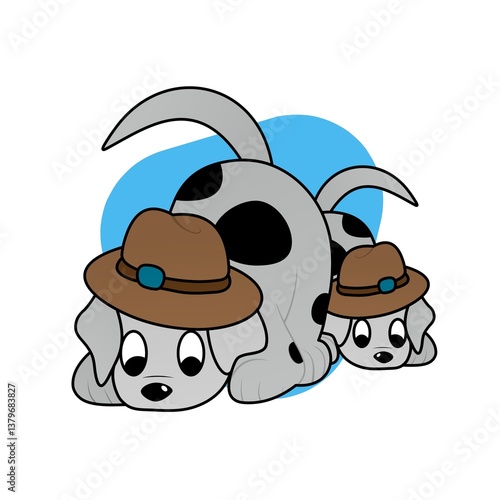 Illustration of Dog Bird Wearing a Hat Cartoon, Cute Funny Character, Flat Design