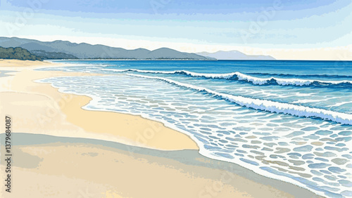 Azure edge beach isolated watercolor vector illustration svg