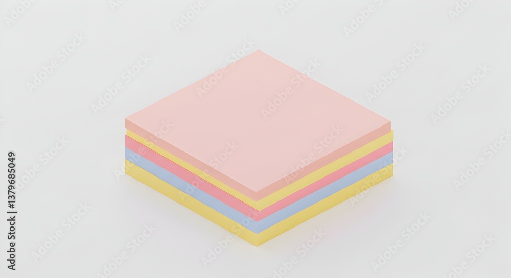 Stack of Pastel Sticky Notes on Clean White Surface for Workspace Organization Stack of Pastel Sticky Notes on Clean White Surface for Workspace Organization