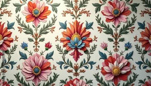 Wallpaper Mural Intricate floral damask wallpaper in muted tones, damask pattern, interior design Torontodigital.ca