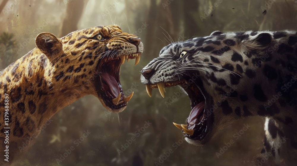 Naklejka premium The dramatic battle of predator vs prey unfolds in the wild