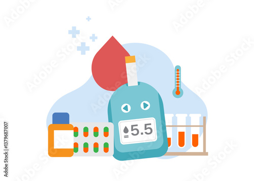 Sugar blood chronic insulin medical glucometer concept. Vector graphic design element illustration stock illustration