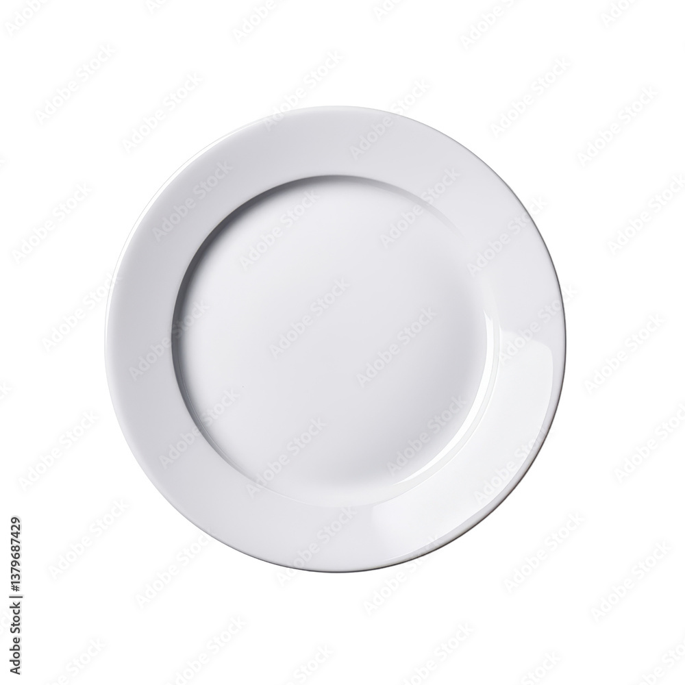 Plain white dinner plate on transparent background. Plain white dinner plate on transparent background.