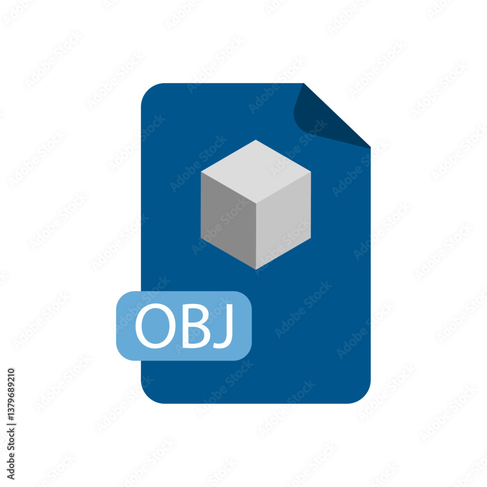 OBJ file format icon in a modern vector style with a 3D cube. Represents OBJ files for 3D modeling, rendering, and game development in graphics, CAD, and animation industries. OBJ file format icon in a modern vector style with a 3D cube. Represents OBJ files for 3D modeling, rendering, and game development in graphics, CAD, and animation industries.