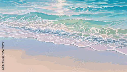 Painted shore beach isolated watercolor vector illustration svg