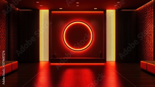 Red Neon Circle Room Interior Design