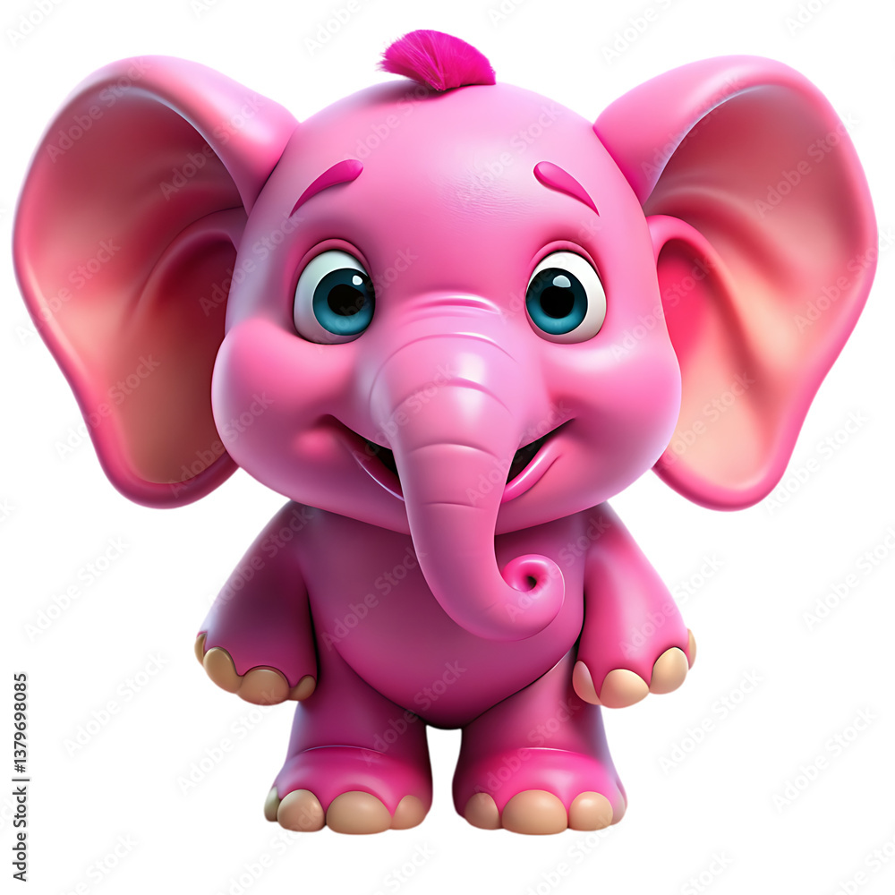 Naklejka premium Pink Elephant Cartoon Image
