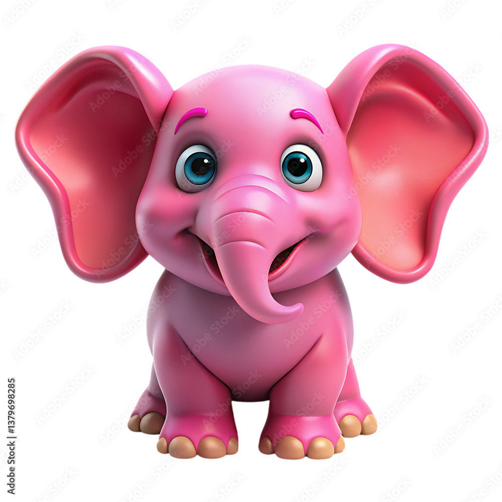 Naklejka premium Cute Pink Elephant Cartoon