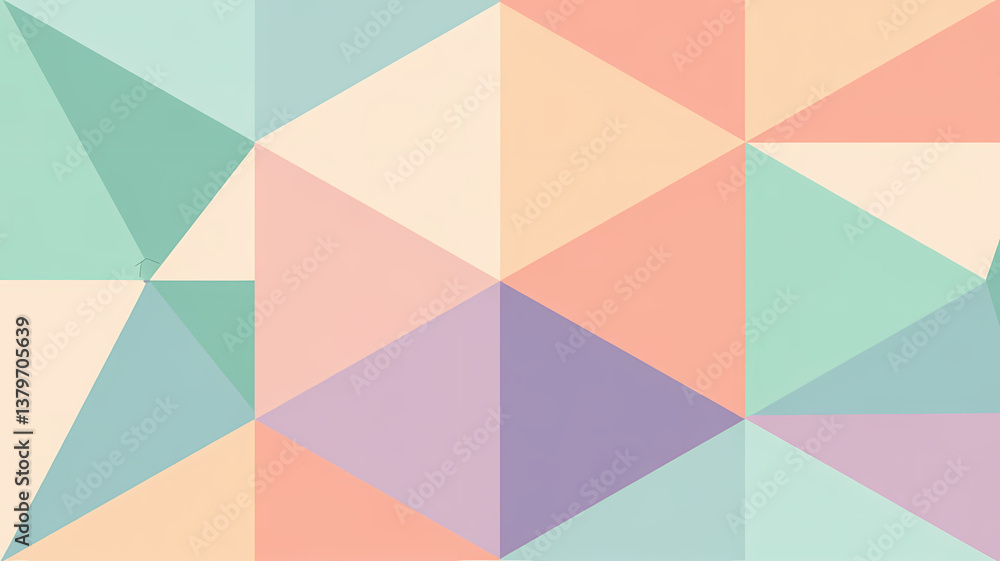 Flat Art Illustration of a Minimalist Geometric Pattern in Pastel Colors with a Central Soft-Edged Hexagon Flat Art Illustration of a Minimalist Geometric Pattern in Pastel Colors with a Central Soft-Edged Hexagon
