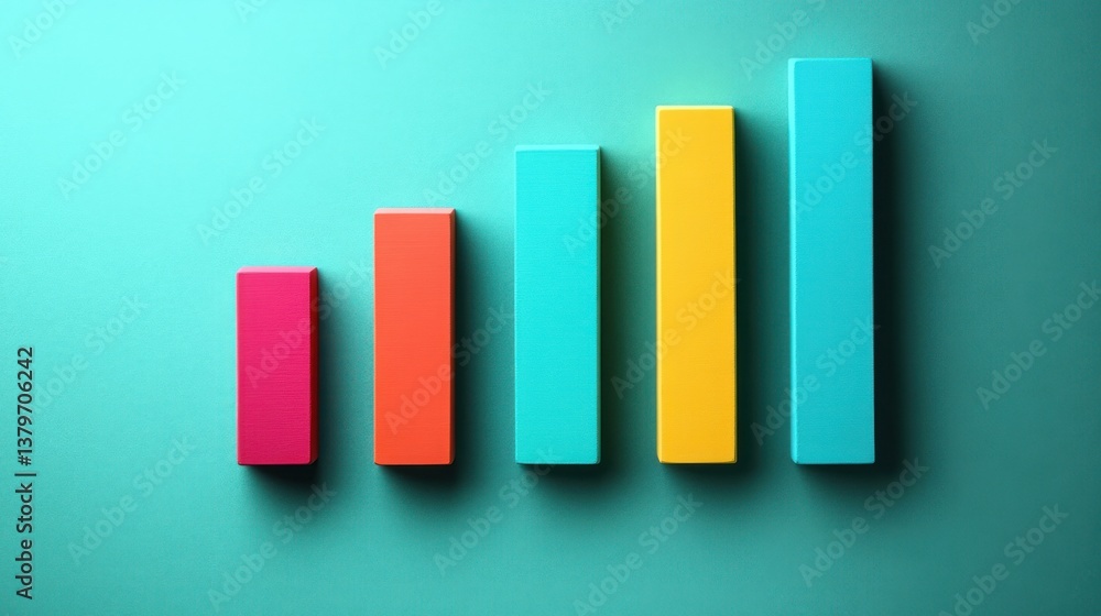 Ascending Colorful Bar Graph: Visualizing Growth and Progress Ascending Colorful Bar Graph: Visualizing Growth and Progress